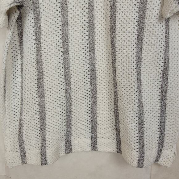 Vintage Venture by Donegal 70s grey striped open knit polo shirt Size XL Retro - Picture 5 of 6